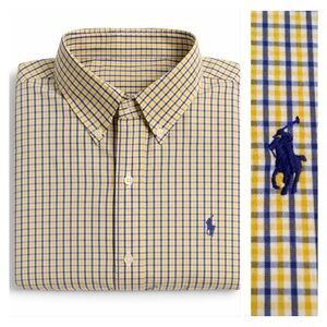 Vtg Ralph Lauren Mens Blake Plaid Button Down Shirt XL Preppy Short Sleeves